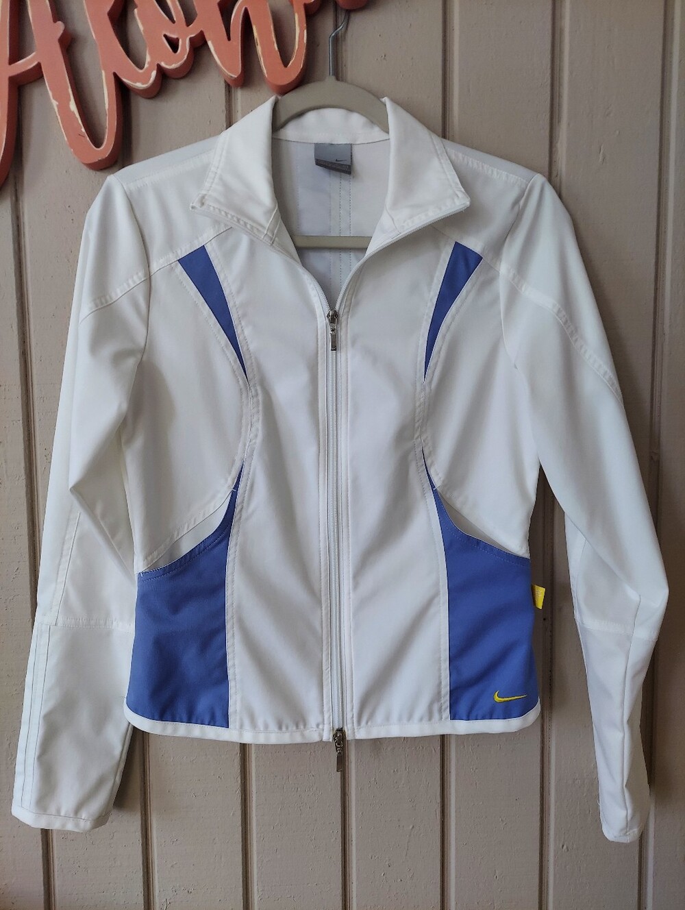 Nike Sportswear Fitted White & Blue Full Zip Lightweight Track Jacket Women's S